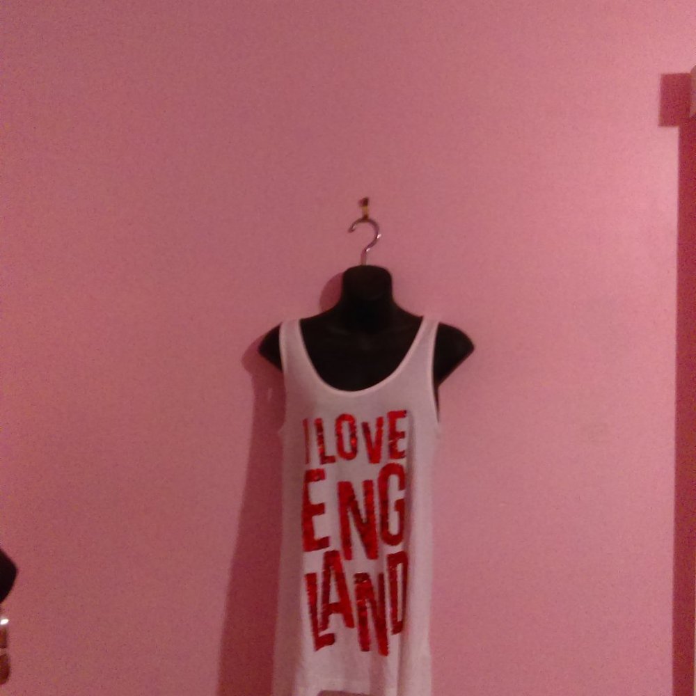 NEXT White & Red I Love England Tank Top Size 12